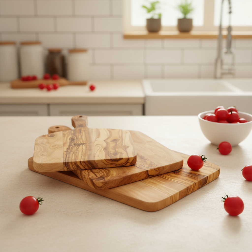 Handcrafted Olive Wood Cutting Board with Handle